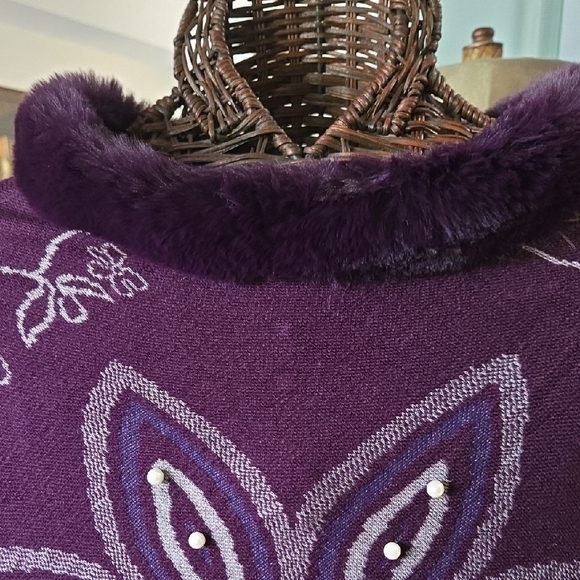 Pinklicious Purple Poncho with Fringe - Picture 5 of 16